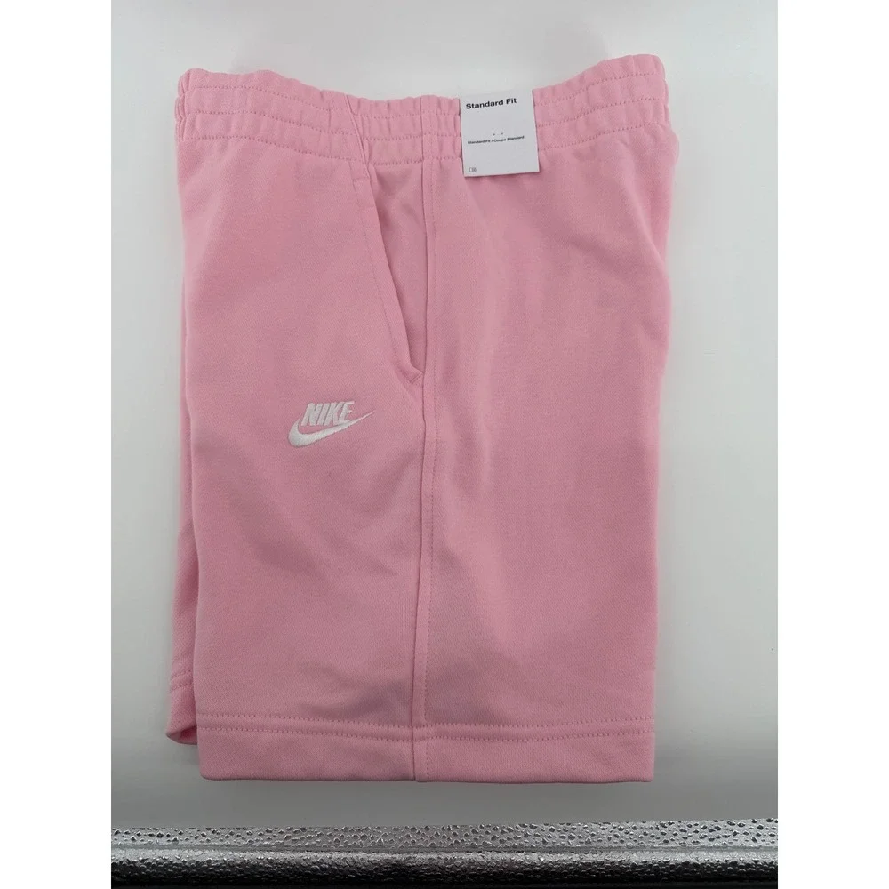 Nike Kids‎ Pink Fleece Shorts Standard Fit Logo Casual Athletic Size Medium NWT